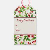Rode bessen groen bladeren kerst vakantie ontwerp cadeaulabel (Voorkant)