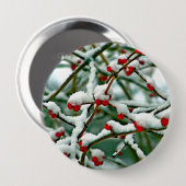 Rode bessen in de sneeuw (2025) ronde button 4,0 cm (Voorkant /achterkant)