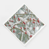 Rode bessen in de sneeuw servet (Hoek)