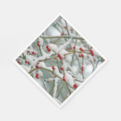 Rode bessen in de sneeuw servet (Hoek)