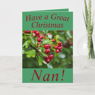 Rode bessen kerst Kaart voor Nan