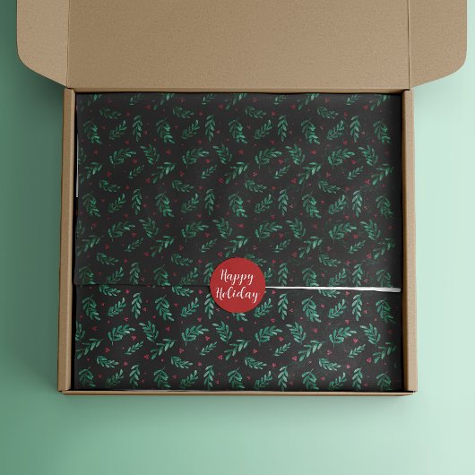 Rode bessen Kerstmis Patroon Zwart Tissuepapier