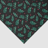 Rode bessen Kerstmis Patroon Zwart Tissuepapier (Detail)