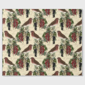  rode bessen met kerstmis cadeaupapier (Vlak)