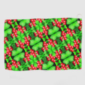 Rode bessen met regendruppels Abstract Natuur patr Golfhanddoek (Horizontaal)