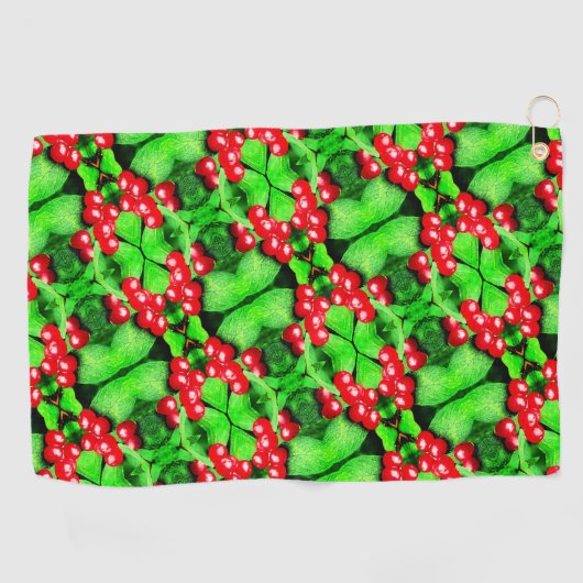 Rode bessen met regendruppels Abstract Natuur patr Golfhanddoek (Horizontaal)