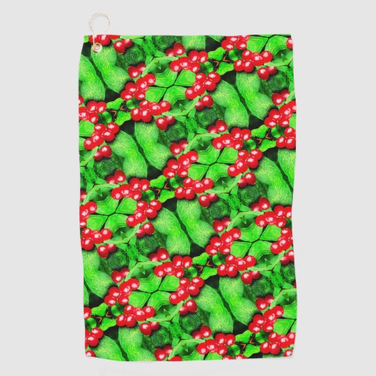 Rode bessen met regendruppels Abstract Natuur patr Golfhanddoek (Voorkant)