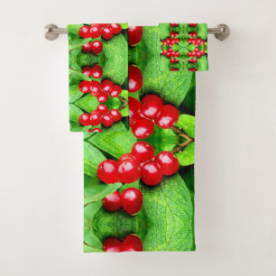 Rode bessen met regendruppels Abstracte Natuur Bad Handdoek