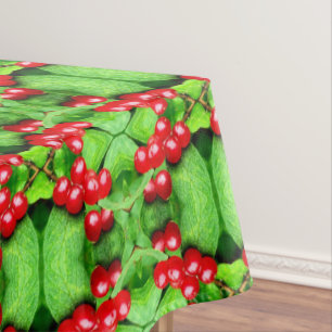 Rode bessen met regendruppels Abstracte Natuur Tafelkleed