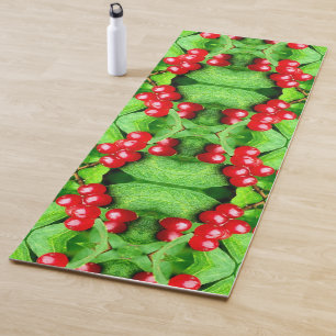 Rode bessen met regendruppels Abstracte Natuur Yogamat