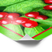 Rode bessen met regendruppels spiegelen Abstracte Foto Afdruk (Hoek)