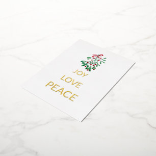 Rode bessen Mistletoe Joy Love Peace Folie Feestdagen Briefkaart