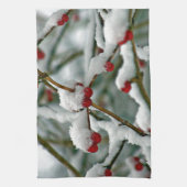 Rode bessen op wintersneeuw theedoek (Verticaal)