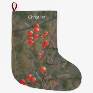 Rode bessen Outdoor Natuur Foto gepersonaliseerd Grote Kerstsok