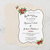 Rode bessen vakantie repetitie diner uitnodiging (Voorkant / Achterkant)