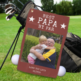 Rode Beste Papa van Par Foto Persoonlijke Grootvad Golfhanddoek