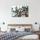 Rode Bevroren Bessen Winter Stretched Canvas Art (Insitu (Slaapkamer))