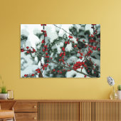 Rode Bevroren Bessen Winter Stretched Canvas Art Afdruk (Insitu (Woonkamer))