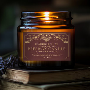 Rode bewerkbare Witchy Tarot Honingbij Kaars Label