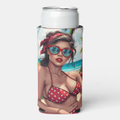 Rode bikini, zonnebril en bandana vrouw (Seltzer Voorkant)