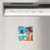 Rode bikini, zonnebril en bandana vrouw magneet (Insitu (Vaatwasser))