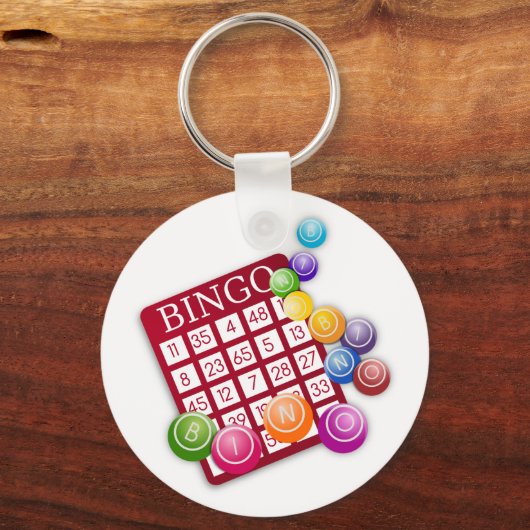 Rode Bingo Kaart n Balls Dubbelzijdig Keychanin Sleutelhanger (Achterkant)