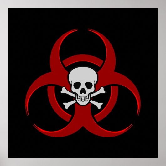 Rode Biohazard Skull Poster (Voorkant)