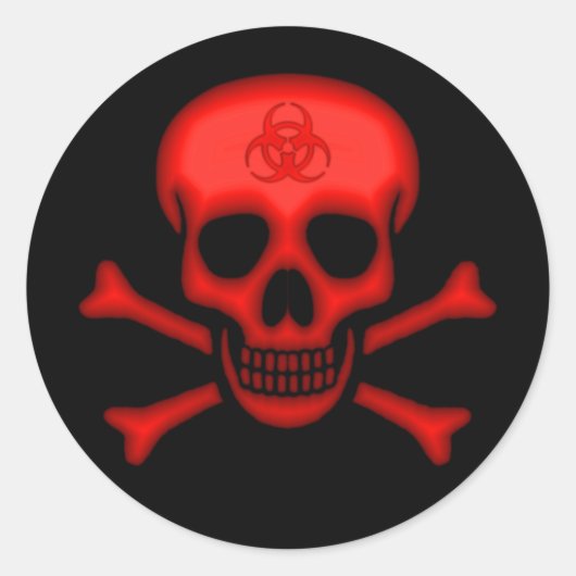 Rode Biohazard Skull Sticker (Voorkant)