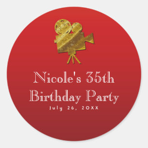 Rode Bioscoop & Gouden Sterren Hollywood Feest Fav Ronde Sticker