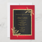 RODE BLACK GOLD leaf ELEGANT CLASSY WEDDING Kaart (Voorkant)