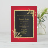 RODE BLACK GOLD leaf ELEGANT CLASSY WEDDING Kaart (Staand voorkant)
