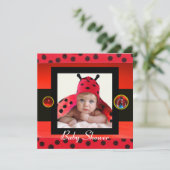 RODE BLACK WHITE LADYBUG Monogram fotosjabloon Kaart (Staand voorkant)