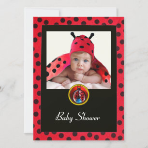 RODE BLACK WHITE LADYBUG Monogram fotosjabloon Kaart