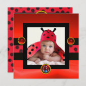 RODE BLACK WHITE LADYBUG Monogram fotosjabloon Kaart (Voorkant / Achterkant)