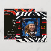 RODE BLACK WHITE ZEBRA FUR Monogram Foto Sjabloon Kaart (Voorkant / Achterkant)