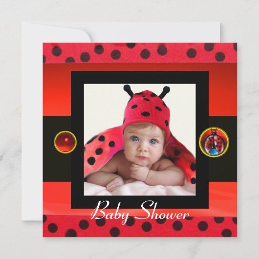 RODE BLACK WITTE BABY BUG Monogram foto-sjabloon Kaart (Voorkant)
