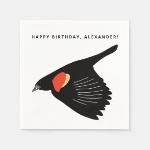 Rode Blackbird in vlucht Servet