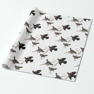 Rode Blackbird van Audubon Cadeaupapier