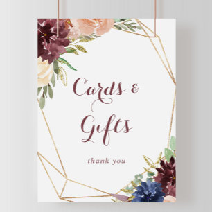 Rode Blad Bloemkaarten en Cadeaus Bord Poster