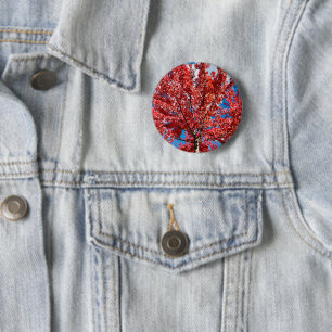 Rode bladboom in de Herfst Ronde Button 5,7 Cm