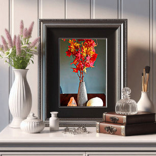 rode bladeren boomtak Gourds nog steeds abstract Poster