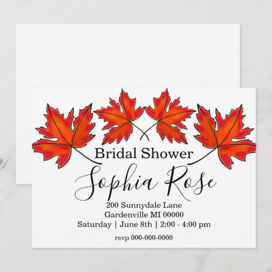 Rode bladeren, esdoornbladeren, Herfst Vrijgezelle Kaart (Voorkant / Achterkant)