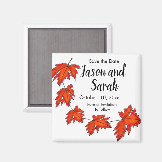 Rode bladeren, mazelbladeren, herfstkleuren magneet (Voorkant / Achterkant)