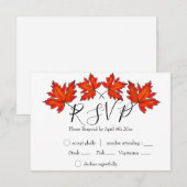 Rode bladeren, mazelbladeren, herfstkleuren RSVP kaartje (Voorkant / Achterkant)