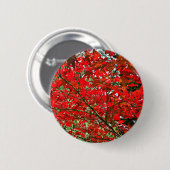 Rode bladeren ronde button 5,7 cm (Voorkant /achterkant)