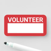 Rode blanco vrijwilliger naamplaatje (In situ)