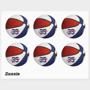 rode blanke jongens basketbalteam kleuren ronde sticker