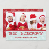 RODE BLAUW BLAUWE HOLIDAIRE FOTO-KAART FEESTDAGENKAART (Voorkant / Achterkant)