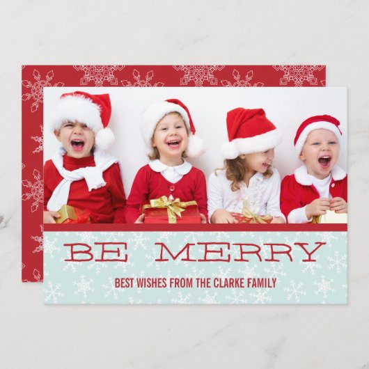 RODE BLAUW BLAUWE HOLIDAIRE FOTO-KAART FEESTDAGENKAART (Voorkant / Achterkant)