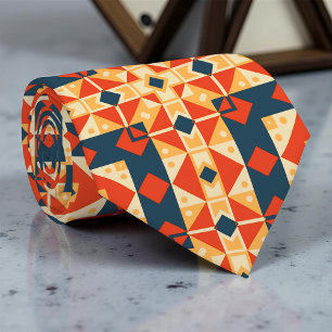 Rode Blauw Oranje Geometrisch Marokkaans ispanisch Stropdas